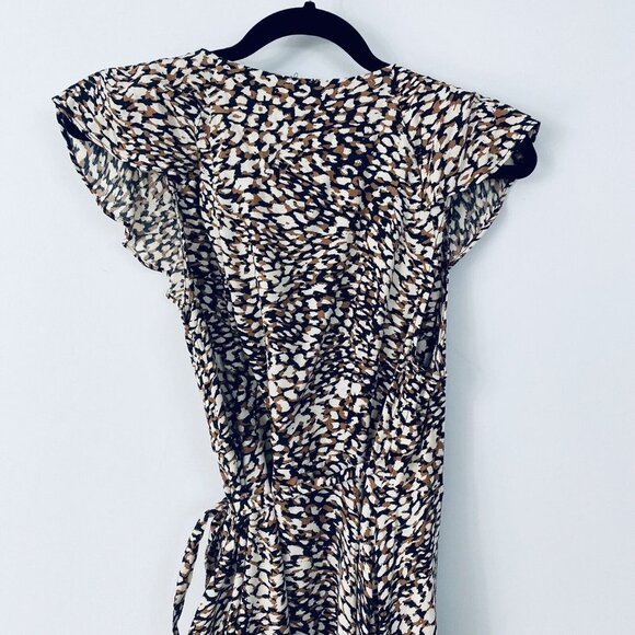 Free People French Quarter Mini Wrap Dress Jet Combo Leopard Print Black Small - Picture 10 of 11